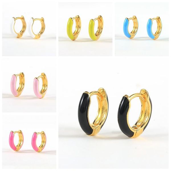 

hoop & huggie aide s925 sterling silver earrings for women colorful dripping oil ear piercing pendientes gift 2021 trend, Golden;silver