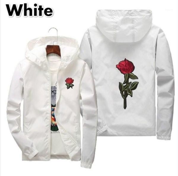 

embroidery rose flower windbreaker jacket men big size s-7xl hooded bomber skin mens jackets jaqueta masculina men's, Black;brown