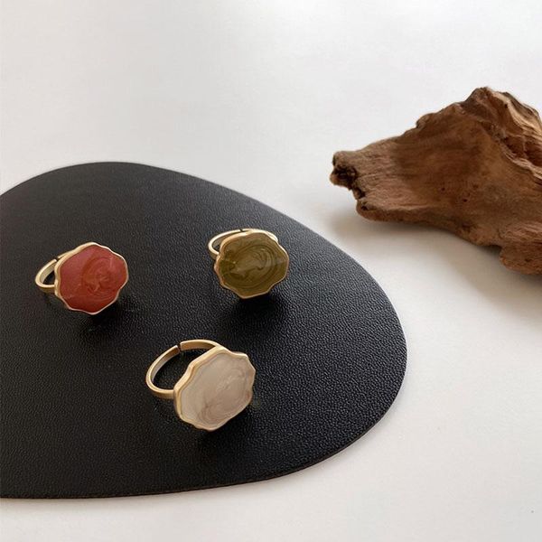 

cluster rings srcoi gold color metal irregular enamel adjustable finger for women fashion korea retro opening statement designer ring, Golden;silver