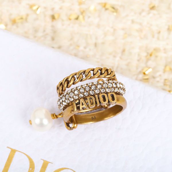 

75% off luxury jewelry three in one letter ring clearance, Golden;silver