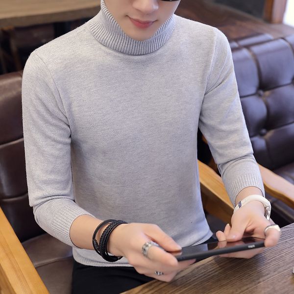 

2021 new warm brand autumn fashion casual men's men pullover high-necked solid sweater -3xl npe9, White;black