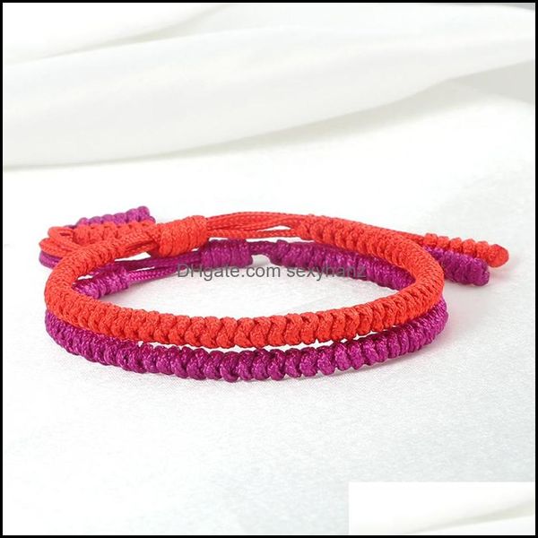 Tennis Donna Bracciale intrecciato Fatto a mano Nodi buddisti tibetani fortunati Braccialetti di corda rossa Braccialetti per amici Regali Gioielli da uomo Drop Delivery