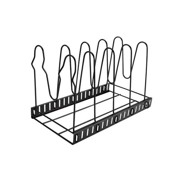 

hooks & rails for kitchen lid holder shelf cutting board counter adjustable pans iron multi layer storage organizer pot rack home cabinet