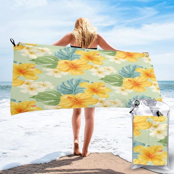 

towel bath watercolor summer tropical pattern quick dry large absorbent for swimming beach sport