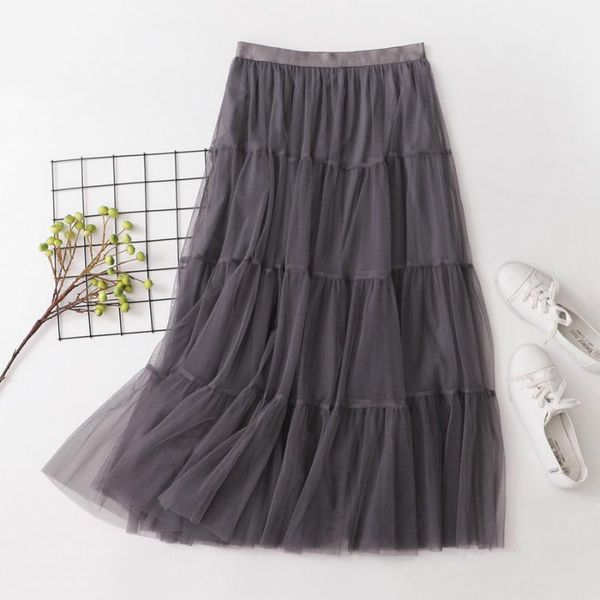 

skirts fashion women gauzy skirt korean streetwear spring summer autumn black pink khaki gray classy chic mesh princess 2021