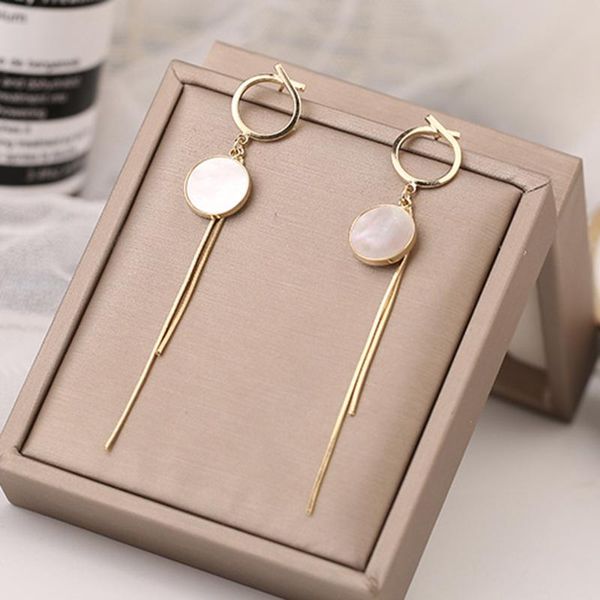 

stud fashionable tassel pendant earrings girl minimalist style temperament contracted cute romantic long for women, Golden;silver