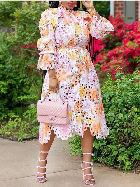 

party dresses 2021 cardigan dress with long sleeves high waist lady fashion floral print elegant prom vestido wedding guest, White;black