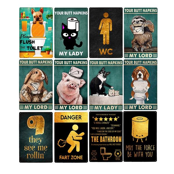 

toilet sign metal tin vintage plate decor wc guide lavatory toilettes bathroom poster plaque retro home decoration 20x30 cm
