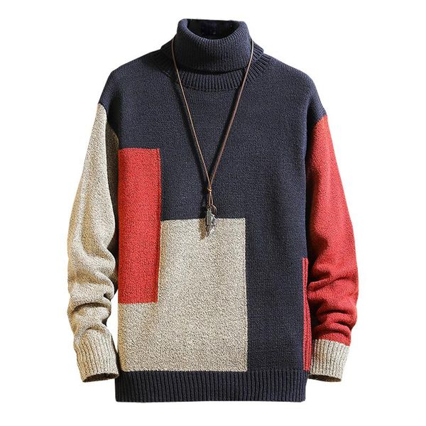 

men's sweaters sweater turtleneck pullover fashion knitwear long sleeve outwear, White;black
