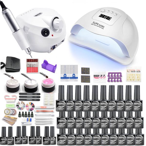 

40/30pcs set 120/54w new lamp dryer new gel electric drill for nail art cutter tools