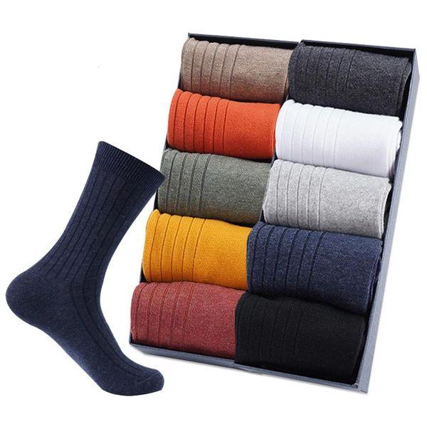 

men's socks 5 pairs autumn winter men warm for man cotton harajuku striped long fashion white casual tube, Black