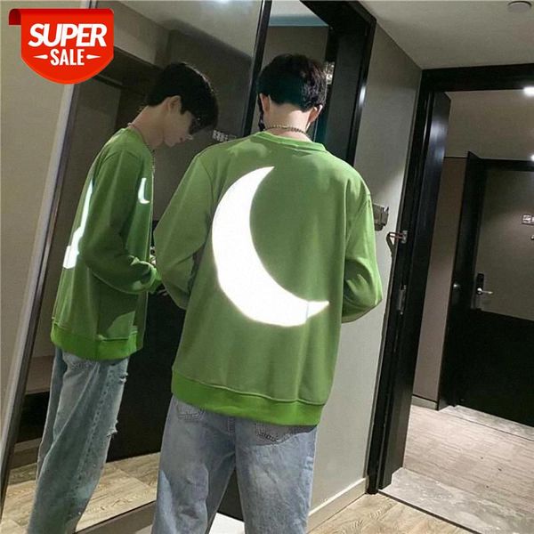

ins street hip hop harajuku t shirt women fashion reflective moon print t-shirt female casual long sleeve o-neck &tees #ta2a, White