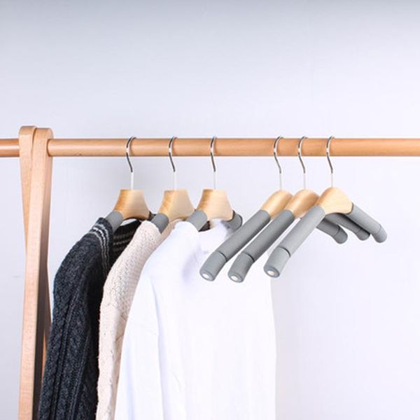 

hangers & racks 10 pcs/lot anti-skid solid wood clothes household seamless wooden coat hanger clothing rack for sweater pants suits