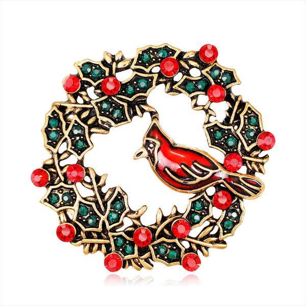 

factory fashion christmas series jewelry fashion beautiful wreath bird brooch christmas xmas gift