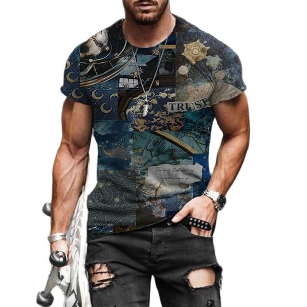 

men's t-shirts -selling large size men's short-sleeved 3d printing t-shirt basic fashion casual o-neck shirt pullover clothing, White;black