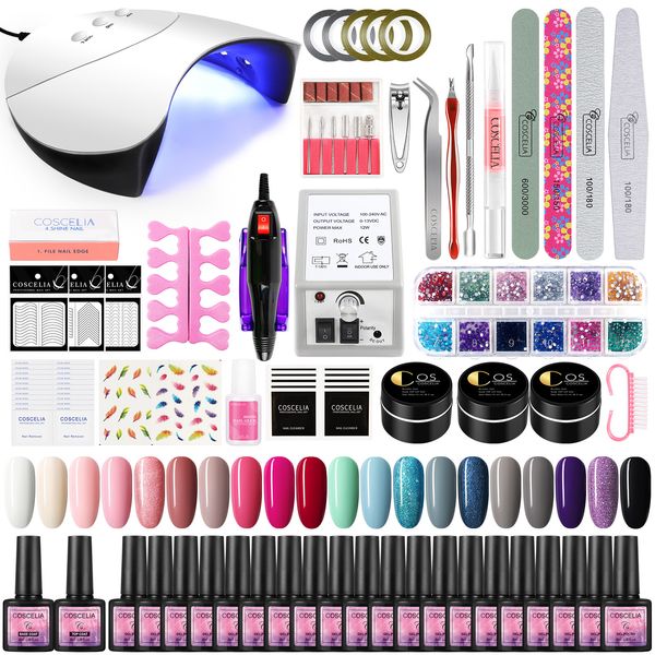 

coscelia gel with 36w uv dryer lamp polish kit drill machine tools for manicures set nail art