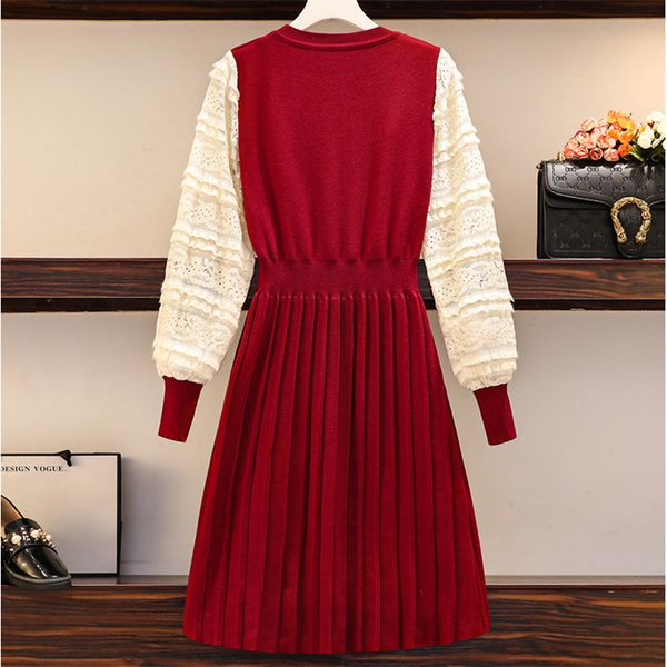 

shredded lace women knit miniscule party dress long sleeves, streetwear high waist, bandage with red clothes. 7hs3, White