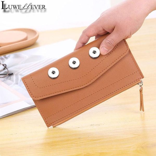 

charm bracelets luwellever 006 simple style bag 18mm snap button purse pu leather wallet bags charms jewelry for women gift 19cm*10cm *1cm, Golden;silver