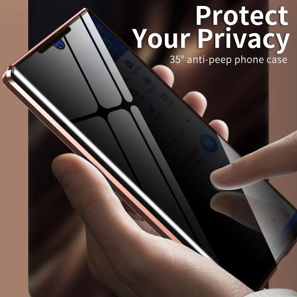 Magnetische Metall-Privatsphäre aus gehärtetem Glas Handyhüllen für Samsung Galaxy S21 S20 S10 S9 Plus Note 20 10 9 Ultra A50 A51 A70 A71 Abdeckung