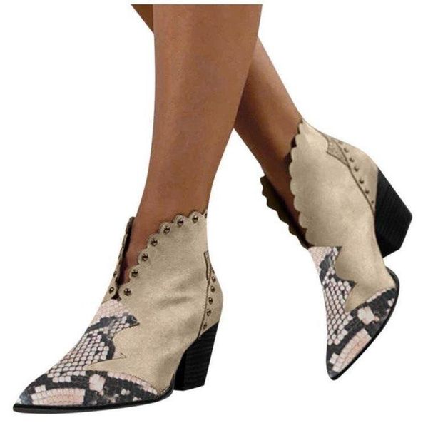 

boots serpentine large autumn 2021 shoes pointed mid heel women's short, Black