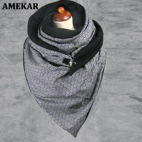 

scarves women soild dot printing button soft wrap shawls head face neck gaiter outdoor print scarf cover, Blue;gray