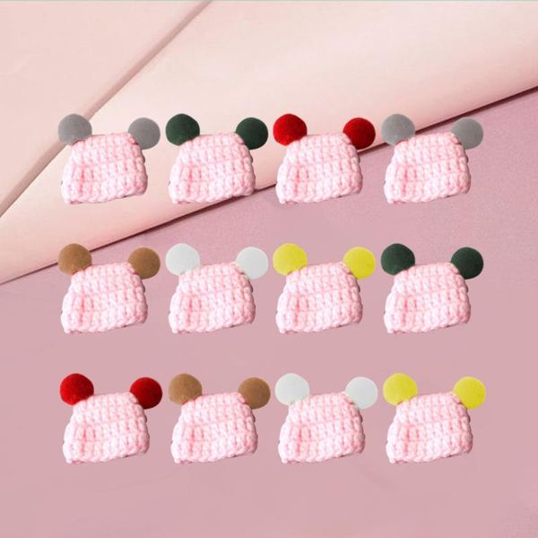 

party hats 12pcs diy mini decorations knitting hat toys craft supplies for kids girls dolls (mixed color)