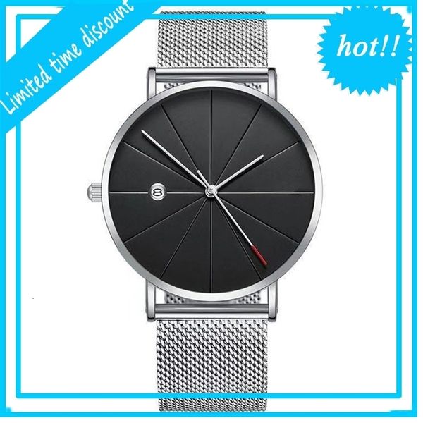 

explosive fashion men's calendar milan with mesh strap quartz watch holiday gift ing, Slivery;brown