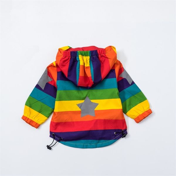 Ребёнок куртка мальчик с капюшоном пальто солнцезащитный крем Одежда радуга полоса длинные рукава весна и осень детей 2Y 211011