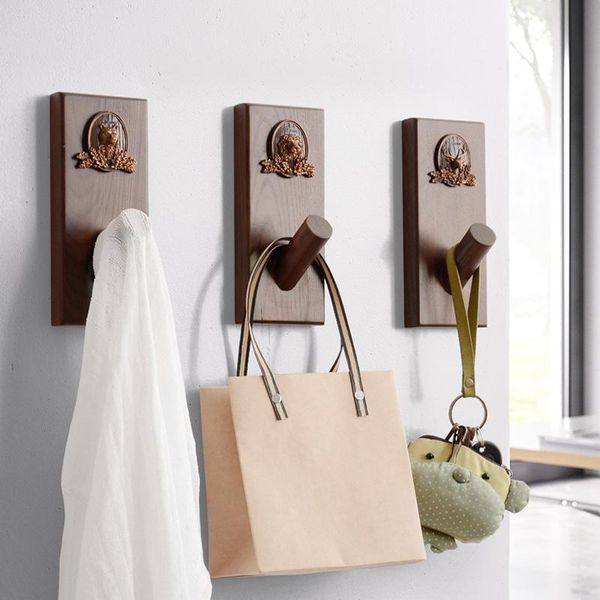 

europern nordic wooden hook simple home wall decoration key frame hanging coat cap hat handbag creative resin animal hanger