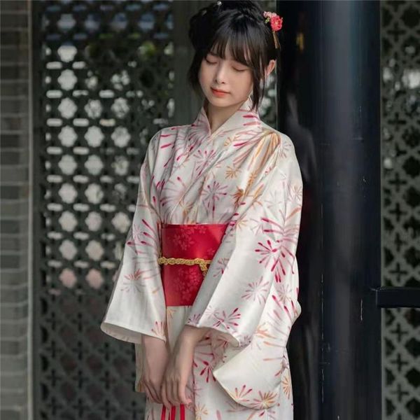 

ethnic clothing women japanese cottom kimono traditional bathrobe summer fireworks hombre mujer yukata kimono+waist+fan+bag, Red