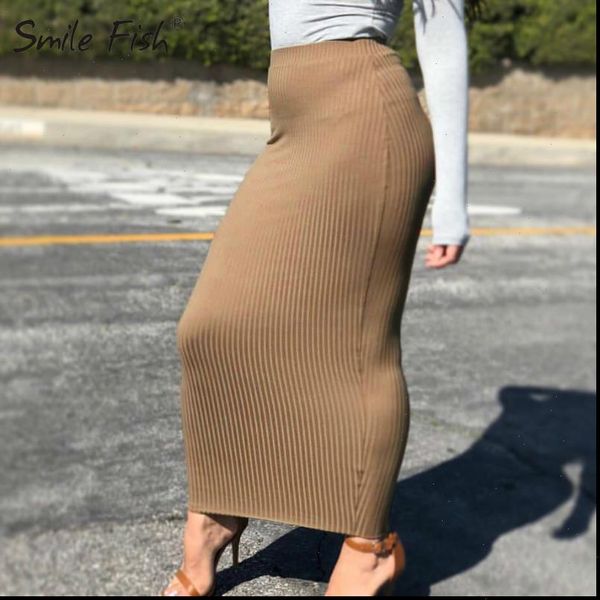 

winter autumn women pencil skirt solid knit cotton long skirt elegant office chic bodycon streetwear sheath skirts casual gv796, Black