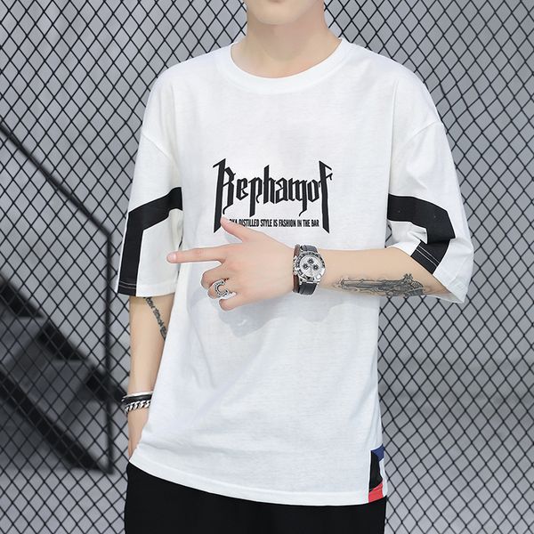 

summer letter printing short sleeve t-shirt men hip hop fashion street style clothes male sports running golf beach spring, Gray;blue