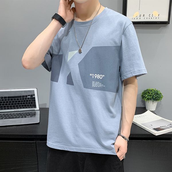 

youth summer short cotton trend loose casual half sleeve t-shirt men's multi style, White;black