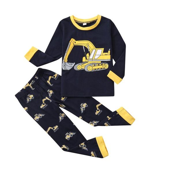 

baby kids boys girls long sleeve car printed +pants pajamas outfit set sleepwear outfit for boy winter clothes set, White