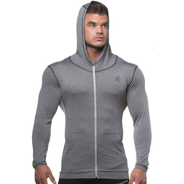 

men 2021 bodybuilding hoodie gyms fitness tight zipper sweatshirt man autumn new casual hooded jacket male jogger workout clothing x6mx, Black
