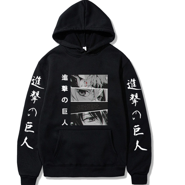 

men's hoodies & sweatshirts 2021 sweatshirt hoodie japan anime attack on titan men streetwear harajuku pullover cotton fleece winter au, Black