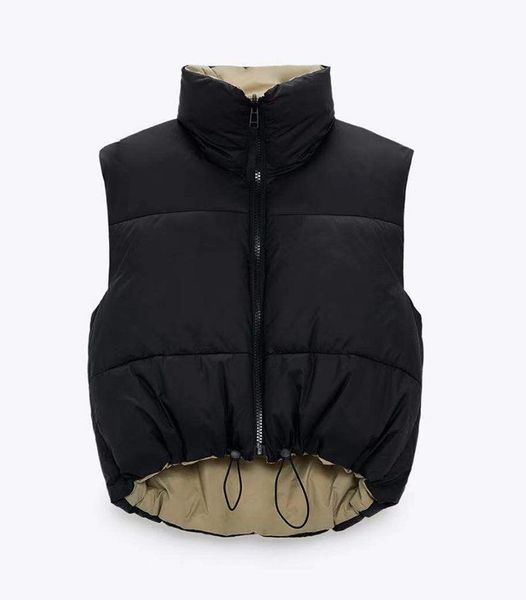 

fashion vintage casual high waisted cotton vests women elegant solid simple zipper coats women autumn stand collar vests ladies, Black;white