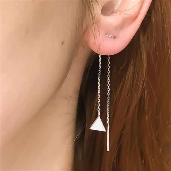 

new geometric triangle tassel chain earrings b1260, Silver