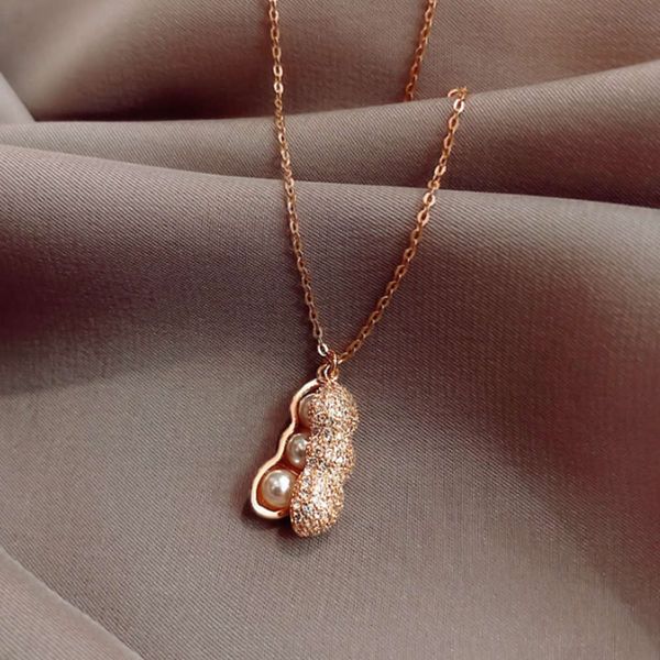 

2021 designer fashion accessories rose gold huasheng pendant necklace women's net red clavicle chain design simple temperament neck jew, Silver