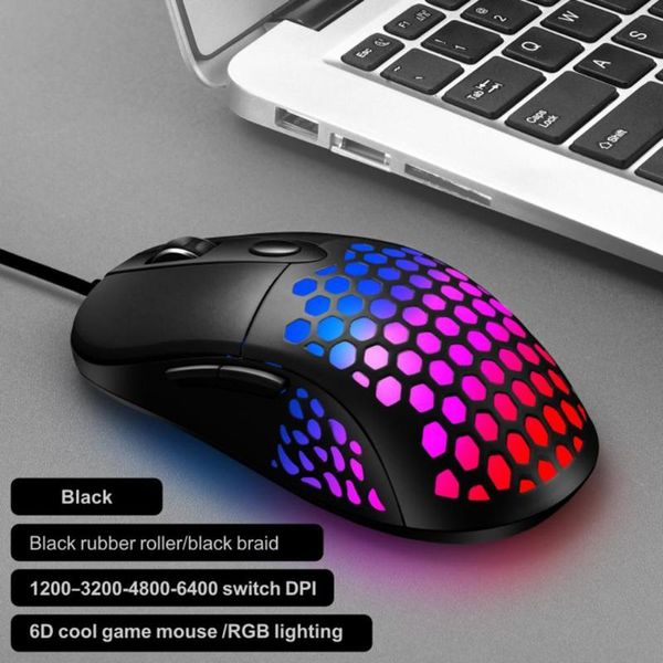 

mice x8 luminous rgb light 4 gears dpi hollow usb wired gaming mouse pc accessory
