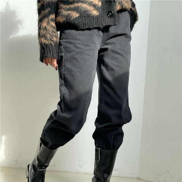 

2021 stylish women high waist minimalist loose chic all match new large size female streetwear straight trousers qnhv, Blue