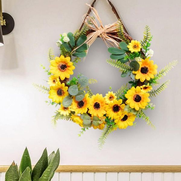 

decorative flowers & wreaths hand rattan simulated wreath pendent sunflower design artificial faux silk flower diy hanging garland for home