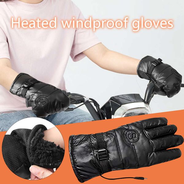 

winter electric rechargeable battery heated smart control warm longer gloves outdoor waterproof sports bicycle ski glove, Blue;gray