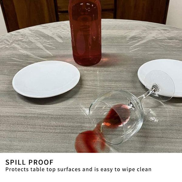 

table cloth 90-110/110-140 cm pvc material useful fitted tablecloth round transparent elastic edged waterproof cover
