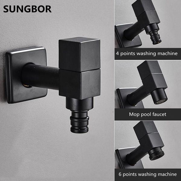 

black/chrome wall mounted washing machine tap mop pool tap garden outdoor bathroom water faucet jf-2625h