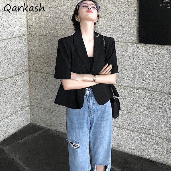 

women's suits & blazers women half-sleeve notched collar female trendy solid color short-length single breasted leisure holiday high st, White;black