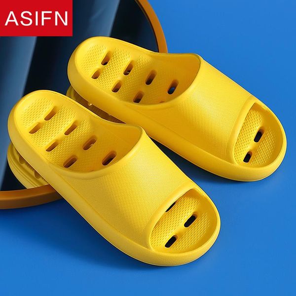 

slippers asifn house bathroom women men summer bath non-slip indoor platform hollow quick drying pantoufle zapatillas de mujer, Black