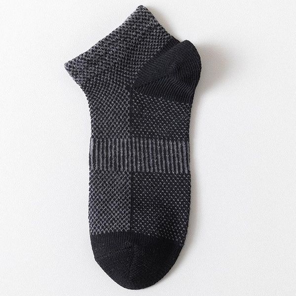 

men's socks 21summer men double yarn fashion mesh welt ankle, Black