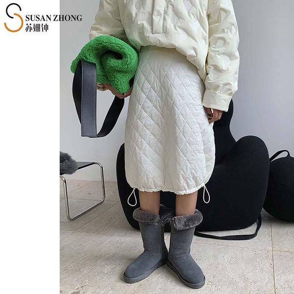 

women skirts female bottom padded cozy athleisure fall winter ball gown elastic waist pattern quilted warm lace-up hem designer, Black