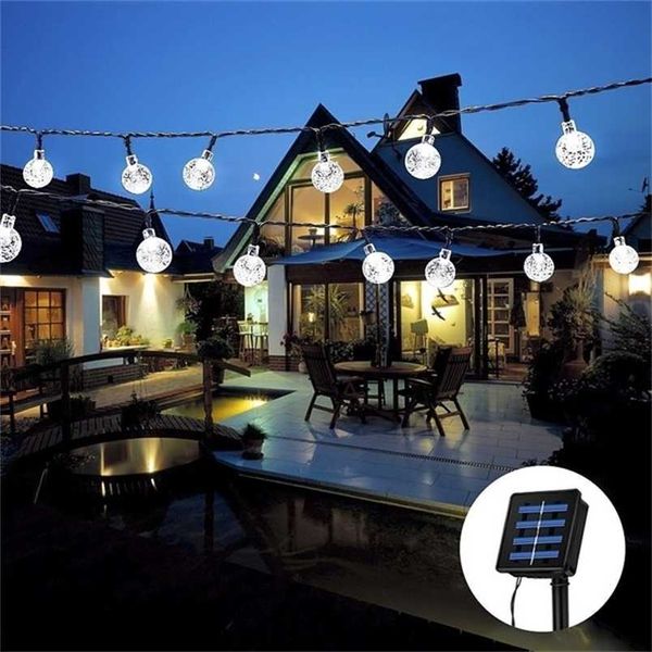 Luzes de cordas solares Bolas de globo à prova d 'água LED Fairy Lights 8 Modos para Jardim Jardim Casa Festa Decoração de Casamento 211104